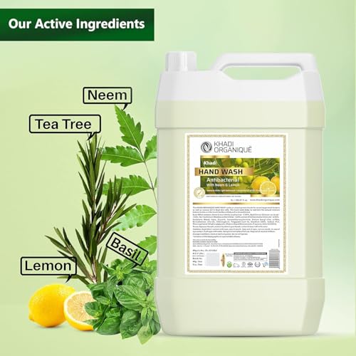 Image of Khadi Organique Hand Wash Advanced Lemon & Organic Neem Anti Bacterial Hand Wash (5 Ltr)