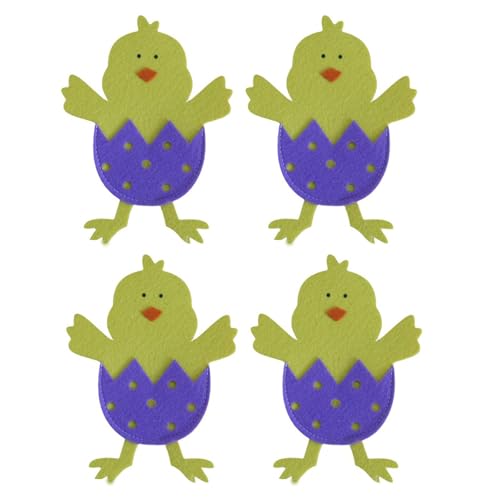 4Pieces Easters Chick Flatware Sleeves Comfortable Easters Chick Tableware Pocket For Seasonal Festivities