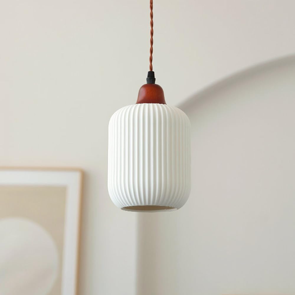 Lampada a sospensione in vetro a costine rustiche con presa E27, lampada a sospensione della fattoria per la sala da pranzo dell'isola della cucina Camera da letto Caffè, White Frosted Globe Lampadari