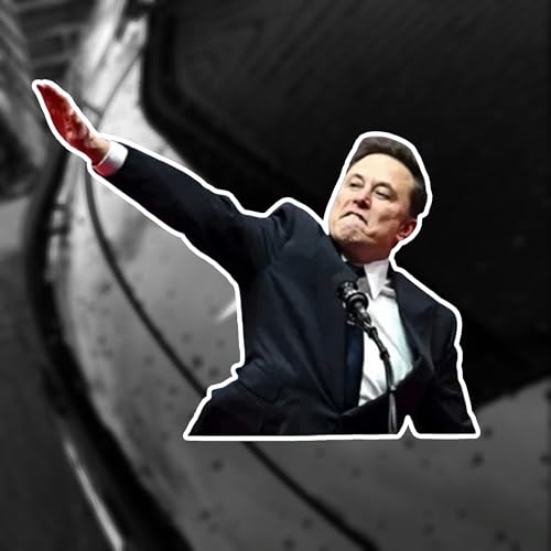 Image of Elon Funny Face Roman Salute Sticker - Vinyl Decal Pack of 3 - 5 Inch Wide by 3.5 Inch Height - Waterproof and Removable Decals for Cars, Laptops, Water Bottles, Windows, Toolboxes, Meme Sticker