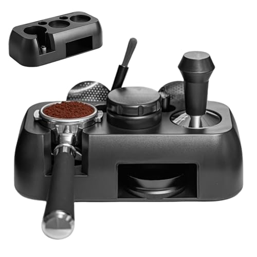 Juego de prensador de café espresso de alta calidad con alfombrilla de apisonamiento y caja organizadora, kit completo de estación de apisonamiento de café para cafeterías, color negro