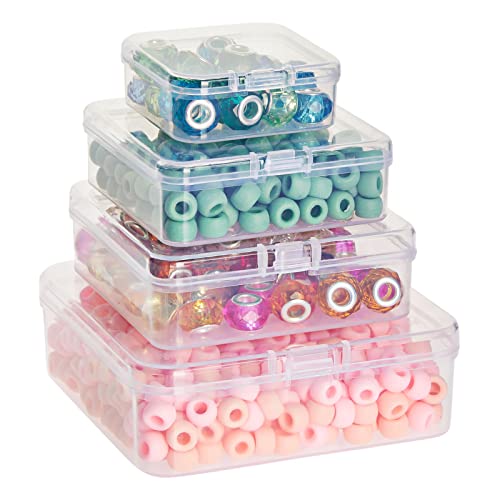 Image of Bright Creations 40-Piece Mini Square Storage Containers with Lids - 4 Sizes, Clear Plastic - Jewelry & Bead Organizer