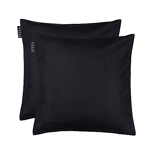 LINUM Annabell Elegant Kissenhülle 40x40 cm 2er-Pack, 100% Baumwolle, Maschinenwaschbar, Schwarz