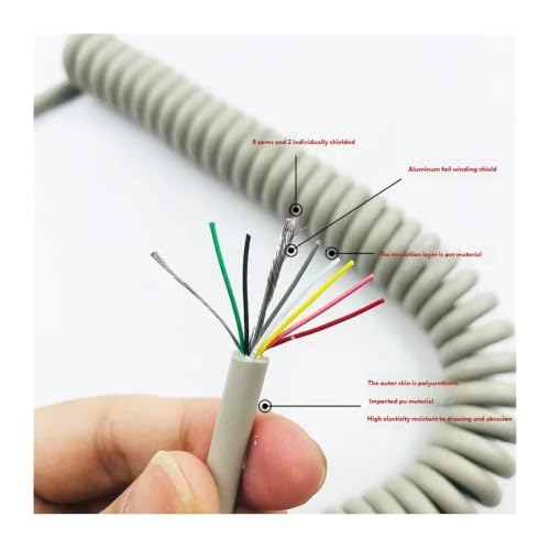 Câble spiralé à ressort 9 conducteurs 0,3mm² extensible 6M avec double blindage - 2