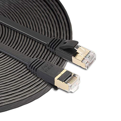 Network Accessories 10m CAT7 10 Gigabit Ethernet Ultra Flat Patch Cable for Modem Router LAN Network - Built with Shielded RJ45 Connectors Computer Accessories
