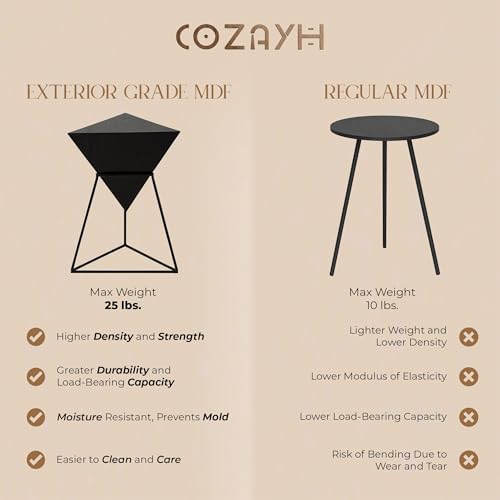 COZAYH Geometric End Table, Pyramid Metal Base, Black - image 4