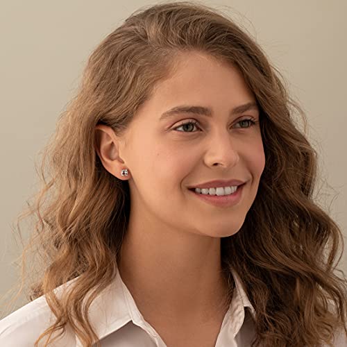 Peora Solid 14K White Gold Aquamarine Stud Earrings For Women, Genuine Gemstone Birthstone, Hypoallergenic 6Mm Cushion Cut, Aaa Grade, 1.50 Carats Total, Friction Back #TOP1