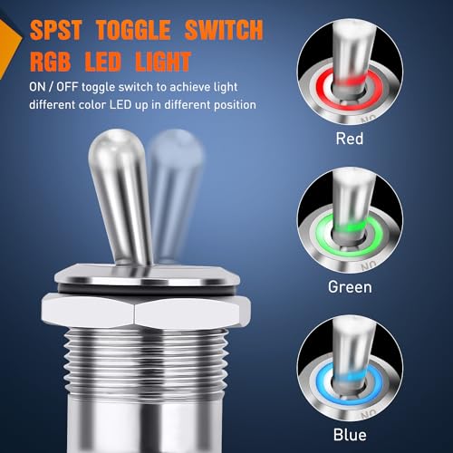 Image of Nilight 3PCS RGB Toggle Switch RED Green Blue LED Lighted w /Wired Harness