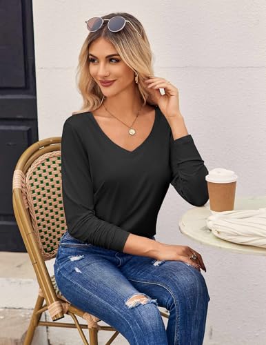 Zeagoo Womens T Shirts Long Sleeve V Neck Basic Tee Casual Loose Fit Soft Fall Tops Outfits 2025 S-XXL4