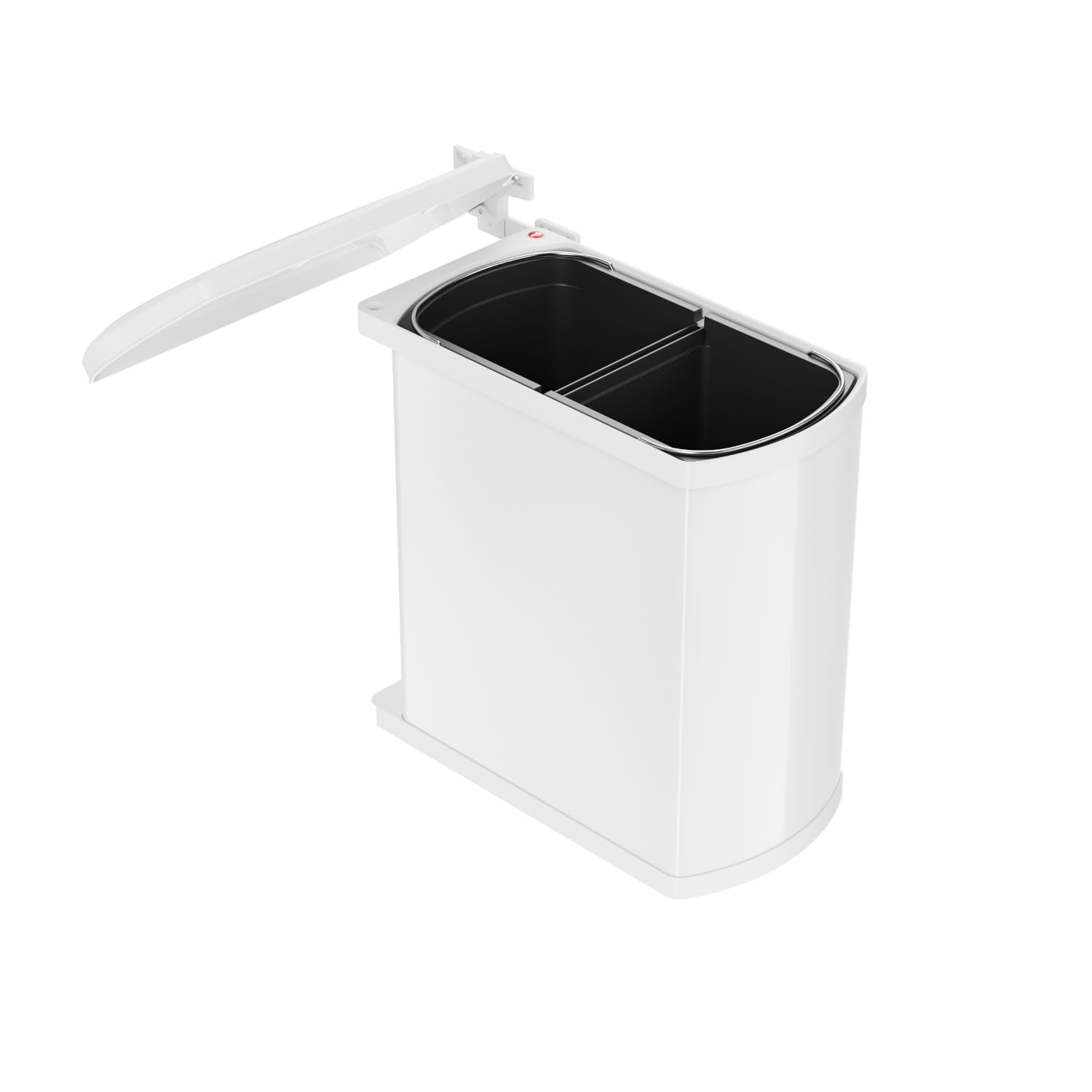 Hailo Abfallsammler 3416001 | Schwenkbarer Einbau Mülleimer Duo 16 L | Für Küchenschränke ab 45 cm Breite mit Drehtür | Robustes Weißes Design | Einfache Montage | Perfekte 2fach Mülltrennung