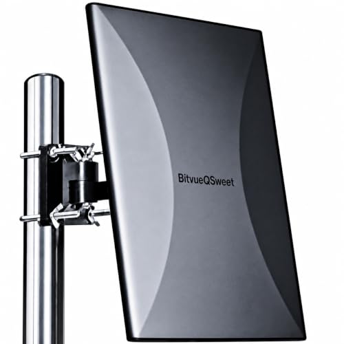 Antenne TNT Extérieure Antenne TV extérieure/intérieure 160 KM Réception, Câble coaxial de 10m, Revêtement Anti-UV, Etanche et au Design Compact