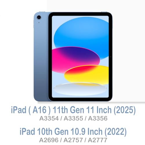 Feams Case for iPad (A16) 11th Generation 11 Inch 2025, iPad 10th Generation 10.9 Inch 2022, Slim iPad A16 Case Clear Back Cover with Pencil Holder & Auto Sleep, Blue Flower by Feams - Image 2