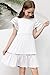 blibean Tween Girl Short Sleeve Dress Youth Kid Summer Beach Modest Dresses Solid 2024 Boho Outfit Casual Fashion Bohemian Clothes Knee Lenth Clothing Size 8-9 Year Old White