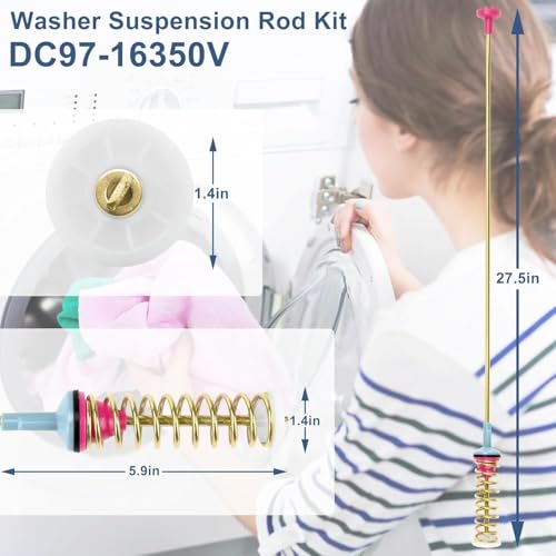 Upgraded WA54R7200AW/US WA54R7200AV/US Suspension Rods fit for Samsung Top Load Washer Active-Water-Jet WA54R7600AC/US WA54R7600AV/US WA54R7600AW/US WA7200 OEM 27.6 inch Damper Assembly LUXRILIX