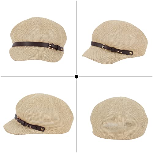 Sombrero visera tejida de paja para mujer miniatura 6