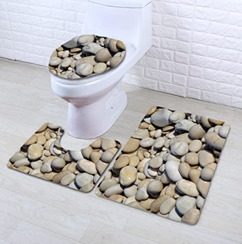 Badematten Set 3 Teilig,Toilettenmatte Set,3Er Badgarnitur Badezimmer Matte Set Dusch Bade Matte Vorleger Teppich 3D…