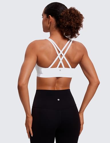Image of CRZ YOGA Naked Feeling Strappy Sports Bras | Medium Support, Removable Pads, Yoga, Sleek, Scoop Neck, for Women
