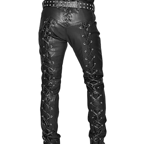 Mens Real Cowhide Leather Biker Pants - Genuine Leather Pants for Mens Available in3
