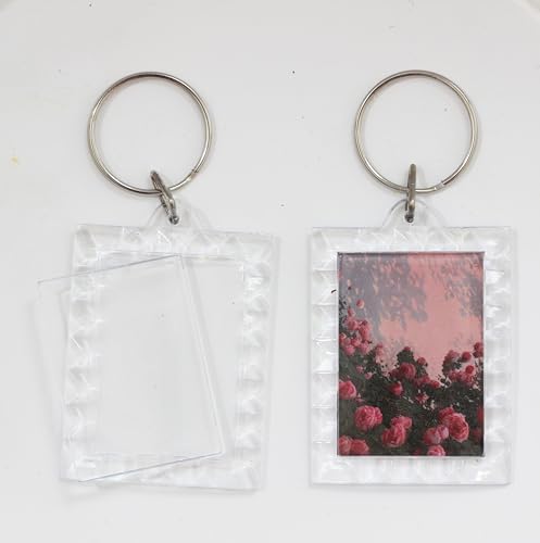 Image of BetterJonny 20Pcs Acrylic Picture Keychain Blanks in Clear Acrylic Picture Frame Keyrings