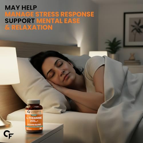 Image of Carbamide Forte L Theanine 200mg with Vitamin B Complex | L Theanine Supplements for Relaxation, Mood, Focus & Energy Levels | Stress Support Formula - 120 Veg Tablets
