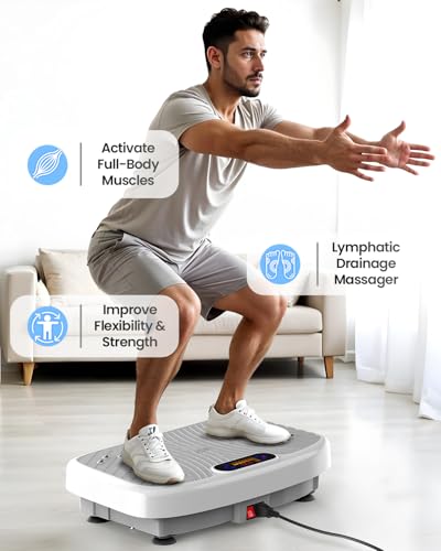 Image of Vibration Plate Exercise Machine, Vibrating Platform for Lymphatic Drainage with 200 Adjustable Speeds, Power Vibration Plate for Weight Loss & Fitness, Supports Max Weight 450 Lbs
