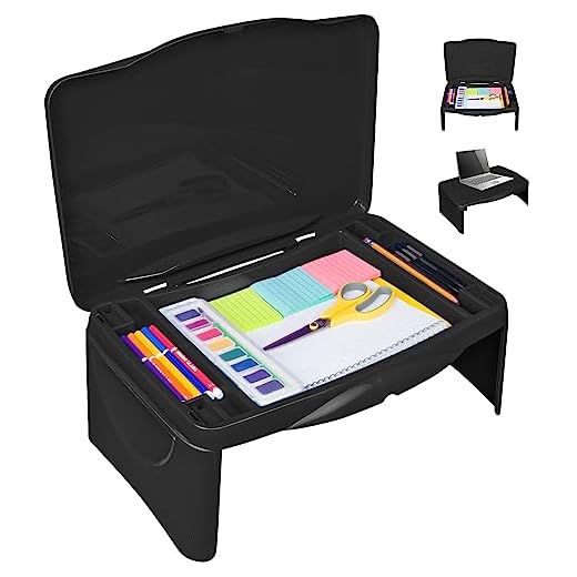 25+ Craft Tables with Storage for Organized Creativity 4 Aerolife Folding Lap Desk - Foldable Table for Work, Study, Gaming, Arts, Crafts, School - Collapsible Laptop Tray with Storage Compartment - Portable Writing Station for Kids, Adults (Black)