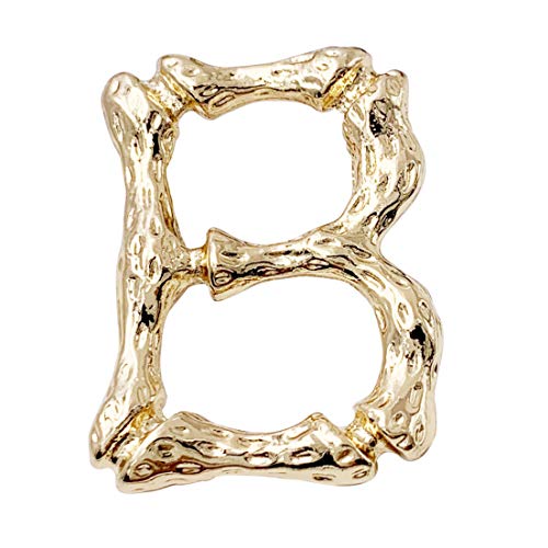 SELOVO Letter Initial B Alphabet Charms Brooch Pin for Women Girl Gold Tone