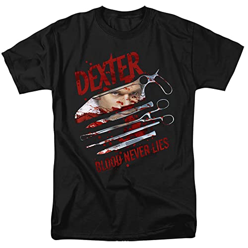 Popfunk Dexter Blood Never Lies Unisex Adult T Shirt (Medium) Black