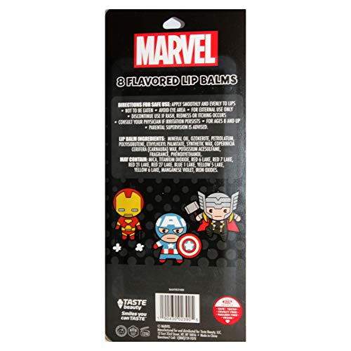 Taste Beauty Marvel Comic Book–Themed Flavored Lip Balm Variety Pack, 8 Tubes #TOP1