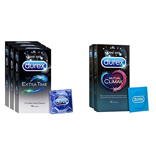 Image of Durex Condoms - 10 Count (Pack of 3, Extra Time) & Durex Mutual Climax Condoms - 10 Count (Pack of 2)