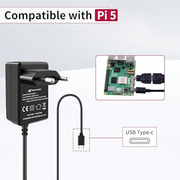 GeeekPi USB-C блок питания UK plug для Raspberry Pi 5 27 Вт 5 В 5 A блок питания тип C PD 27 Вт блок питания для Raspberry Pi 5 4 ГБ 8 ГБ 16 ГБ