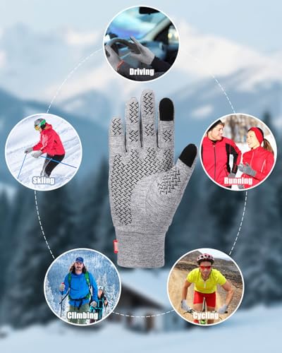 Image of Aegend Lightweight Winter Gloves for Men Women, Warm Running Gloves Touchscreen Thermal Glove Liners for Cold Weather Driving, Cycling & Hiking, Non-Slip, Elastic Cuff, Stretchy, Durable