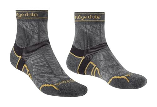 Bridgedale Mens Trail Run Lightweight T2 Merino Performance ¾ Crew, Gunmetal, Large
