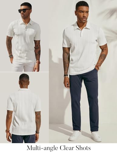 Image of PJ PAUL JONES Mens Polo Shirts Short Sleeve Textured Knit Polos