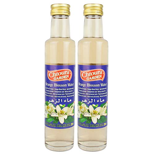 Chtoura Garden - Orientalisches Orangenblütenwasser ideal zum Backen und Kochen - Blütenwasser zur Aromatisierung von Süßspeisen, Backwaren und Getränken im 2er Set á 250 ml Glasflasche