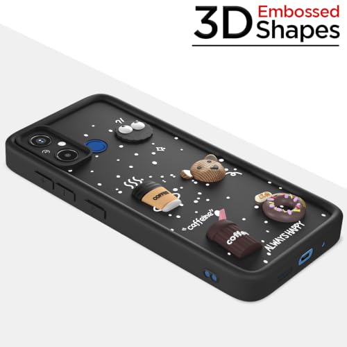 Image of Outlouders Back Cover for Redmi 12C 4G | 3D Cartoon Bear Cute Fun Silicone Full Body Protection Bumper Case (Black)