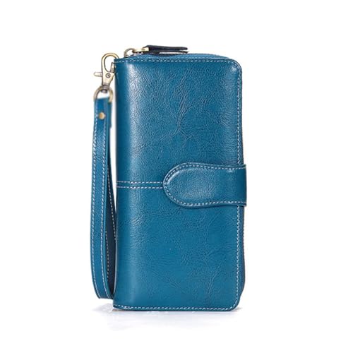 Genuine leather women's wallet, long women's anti-theft brush organ card bag, hand-held zipper, zero wallet