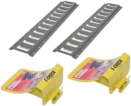 E-Chock Wheel Chocks with 5-Foot Metal Mounting Tracks, Yellow an...