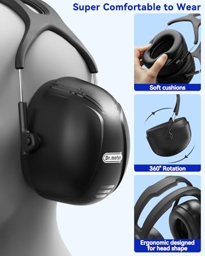 Image of Dr.meter Ear Protection Earmuffs for Gun Range, 2 PACK SNR 35dB Hearing Protection Ear Muffs Noise Cancelling Headphones For Adult, Protective Ear Muff for Range Mowing Wood Work Monster Jam