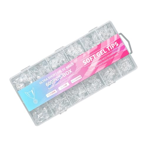 Paquete de 600 medias cubiertas cortas para uñas, uñas postizas, manicura, decoración artística para principiantes y uso profesional en salones de belleza