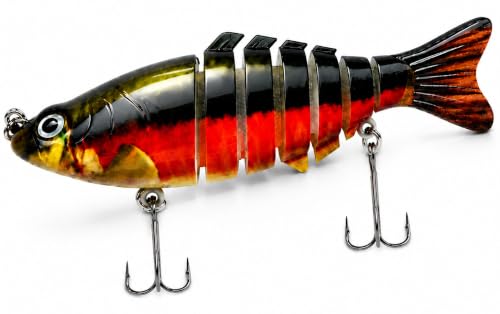 Image of Multi Jointed Swimbait Hard Lure, 3.7in Slow Sinking Fishing Lures with Realistic S-Shaped Swimming Action, Built-in Gravity Transfer System & #6 Treble Hooks for Bass, Trout, Pike, Topwater Lure