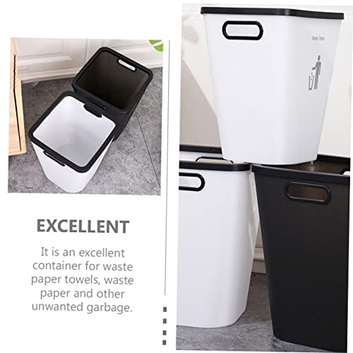 Caneca de basura rectangular de plástico blanco miniatura 4