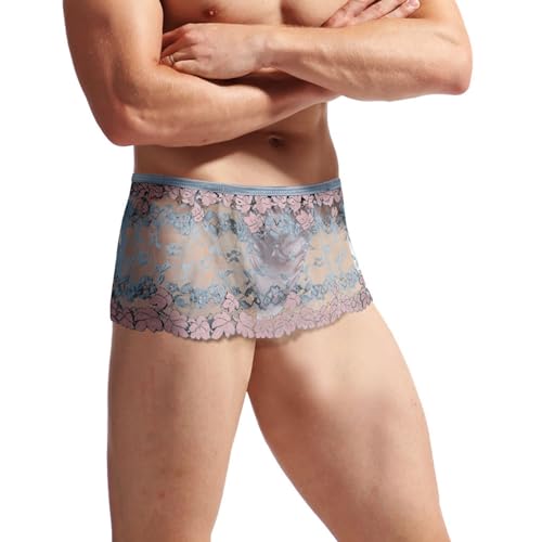 Men's Sexy Lace Underwear Boxers Breathable & Transparent Thongs for Men Nightwear Lace Lingerie4