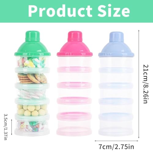 Image of Portable Stackable Snack Container with 5 Layers and Compartments for Food Storage Protein Powder Nuts Baby Formula Travel Picnic School Organizer Leak Proof Design