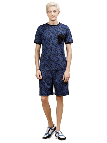 Image of Rigo Cotton Blend Waffle Knit Self Textured Co-Ord Set For Men's|Night Suit Set|Lounge-Wear Pajama Set|Night Wear, Beach Wear, Vacation Wear