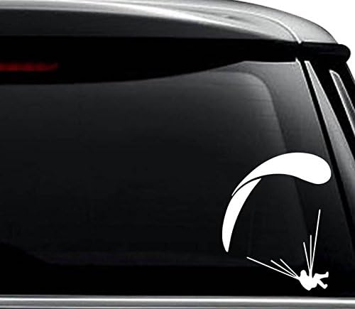 Paragliding Parchuting Sports Decal Sticker For Use On Laptop, Helmet, Car, Truck, Motorcycle, Windows, Bumper, Wall, and Decor Size- [6 inch] / [15 cm] Tall/Color- Gloss White