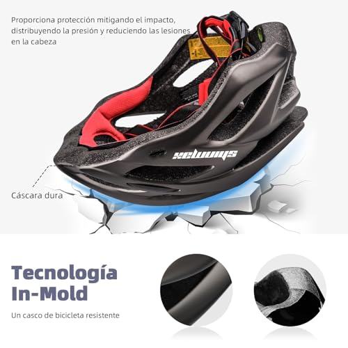 Casco de bicicleta con luz LED trasera Shinmax y visera ajustable para mayor seguridad 6