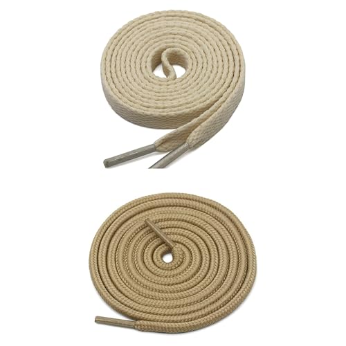 GRAH SANGRAH® Flat or Round Shoe Lace for Running, Sport or Gym Sneaker Shoelace (Off White, 120 CM)