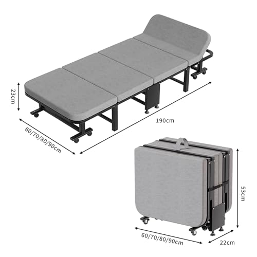 Portable Folding Bed.Portable Folding Rollaway Bed with Mattress for Adults No Assembly Required Ideal for Camping Bedroom and Office 190 * 90cm Coconut Coir Material - Image 6