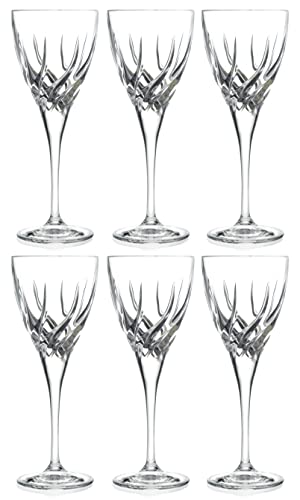 Barski Wine Glass - Goblet - Red Wine - White Wine - Water Glass - Stemmed Glasses - Set of 6 Goblets - Crystal like Glass - 8.3 oz. Beautifully - Cut Crystal - Designed Made in Europe
